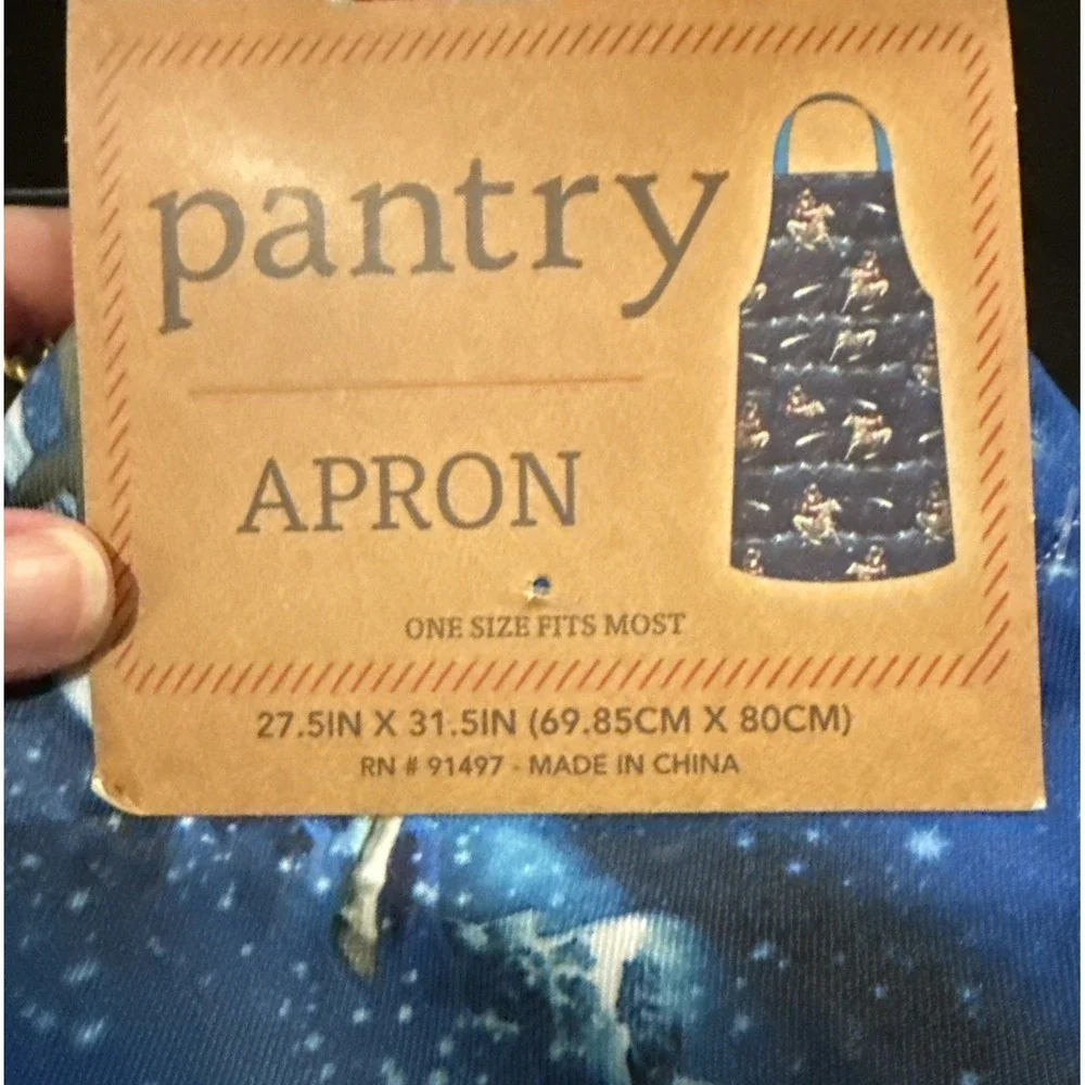 Pantry Kitchen Apron Pug Dog Riding A Unicorn Christmas Holiday Santa‎ Blue New